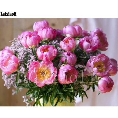Full 5D Diy Diamond Painting Cross-stitch Flowers Peony 3D Diamond mosaic kit round Rhinestone love picture Embroidery Diamand