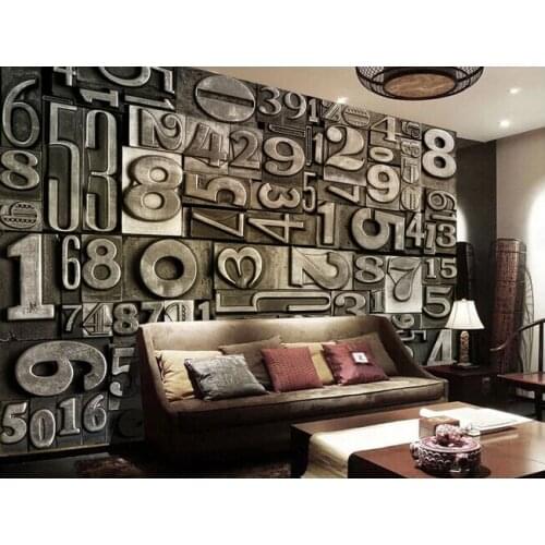 Custom vintage wallpaper, metal digital fonts for the living room bedroom TV background waterproof papel de parede