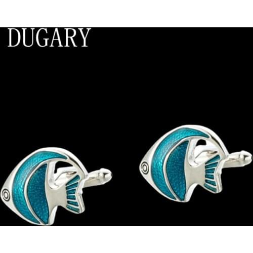 DUGARY Luxury shirt cufflinks for mens Brand metal fish cuff buttons cuff links gemelos High Quality wedding abotoaduras