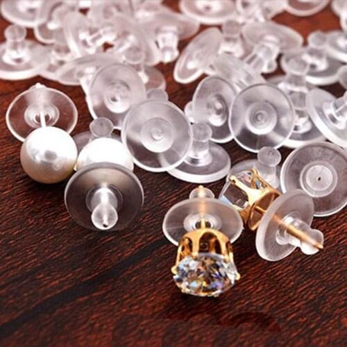 Earring Finding 100PCS/Lot White Rubber Back Silicone Round Ear Plugging Earnuts Skid Resistance Handmade Finding 10PCS/Lot DIY