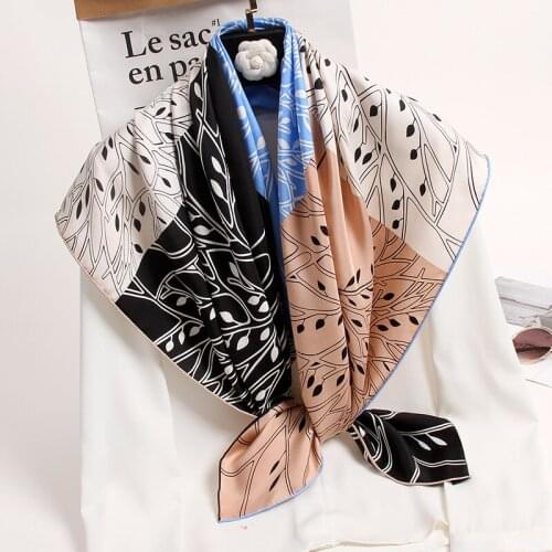 Silk Square Scarves Women 100% Pure Silk Scarf Hangzhou Bufandas Printed Large Bandana 100x100cm Headscarf Foulard Femme Shawls