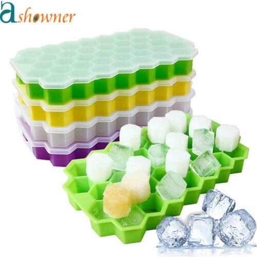 Honeycomb Ice Cube Trays With Removable Lids Silica Gel Ice Cube Mold BPA Free Food Grade Flexible Ice Tool for Whiskey Cocktail