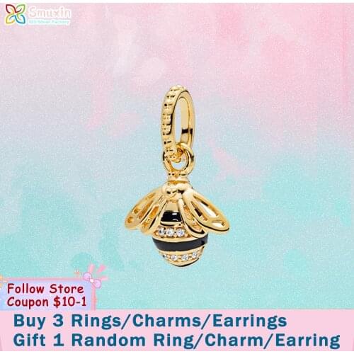 Smuxin 925 Sterling Silver Beads Bee Locket Element Charms Pendant fit Original Pandora Bracelets for Women Jewelry Making