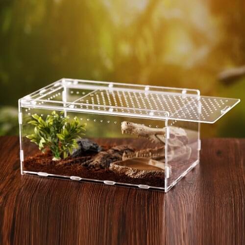 Alec Crawling Pet Terrarium Full Landscape Sliding Lid Terrarium Spider Gecko Snake Breeding Box Pet Box with Ventilation Holes
