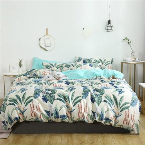 Washed Silk Comfortable AB Side Bedding Set Queen King Size Double Bed Sheet Pillow Cases Duvet Cover The Green Forest