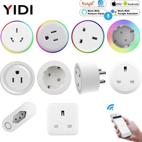 EU US UK DE BR AU IN WiFi Smart Plug Outlet Smart Life Tuya App Wireless Remote Control Power Socket Alexa Google Home No Hub