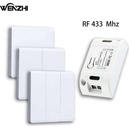 Smart Switch Light DIY Module Receiver 433 Mhz 86 Type Portable RF Wireless Relay Power Remote Control 220V Wall Panel Buttons