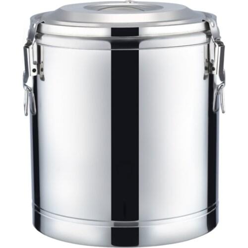 Stainless bucket soup milk tea coffee bucket insulation bucket high capacity double layer silver 10L 20L 30L