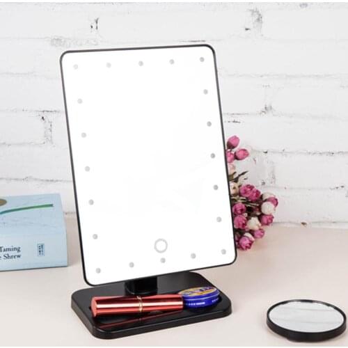 10X Magnifier LED Touch Screen Makeup Mirror Portable 20 LEDs Lighted Cosmetic Adjustable Vanity Tabletop Countertop