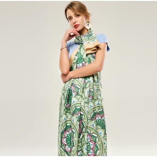 Spring And Autumn Fashion Polyester Scarf Womens Luxury Shawl Printed Satin Sjaal Long Wrap Sun Protection Hijab 180cm*90cm