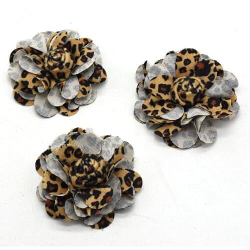 10pcs/lot Leopard velvet fabric rosette center flower for clothes garment hair accessories