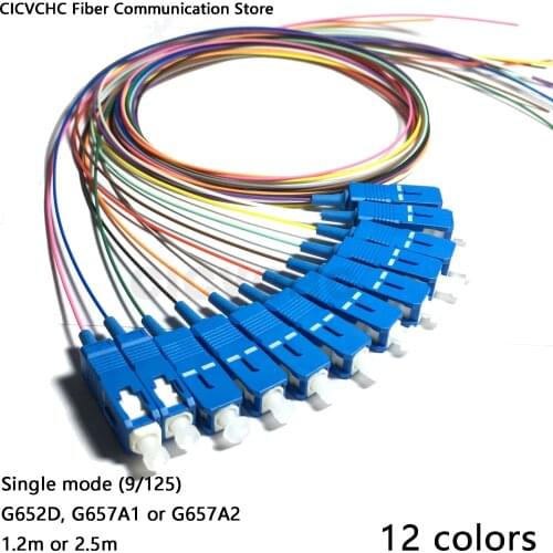 12 Colors SC/UPC Pigtail-SM(9/125)-G652D, G657A1, G657A2-OS2- Optical Fiber