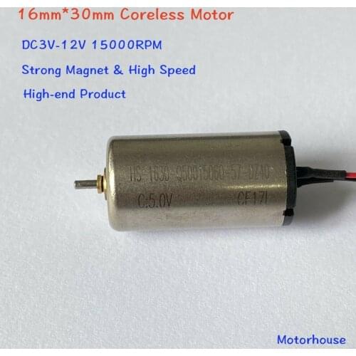 1630 Micro 16mm*30mm 5-Pole Big Coreless DC Motor 6-12V 15000RPM High Speed Engine DIY Tattoo Machine
