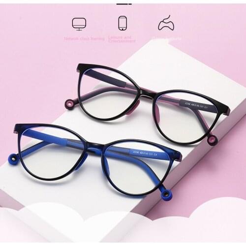 2021 Kids Anti-Blue Light Glasses TR90 Retro Ultralight Eyeglasses Boy Girl Oval Eyeglasses Frame Children Necessary Eyewear