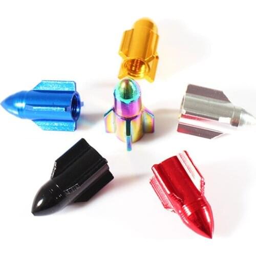 Aluminum Tire Valve Stem Caps Hexagon Car Tyre Valve Covers American Valves Car-styling Parts Accessories Rocket Tire Valve Caps