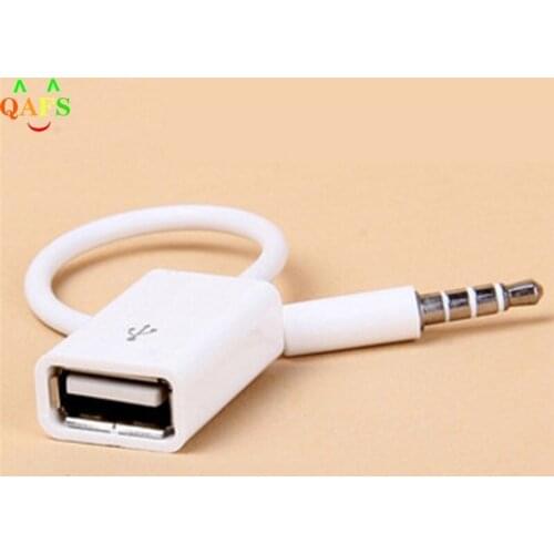 Car MP3 3.5mm Male AUX Audio Plug Jack To USB 2.0 Female Converter Cable Cord 14.5cm
