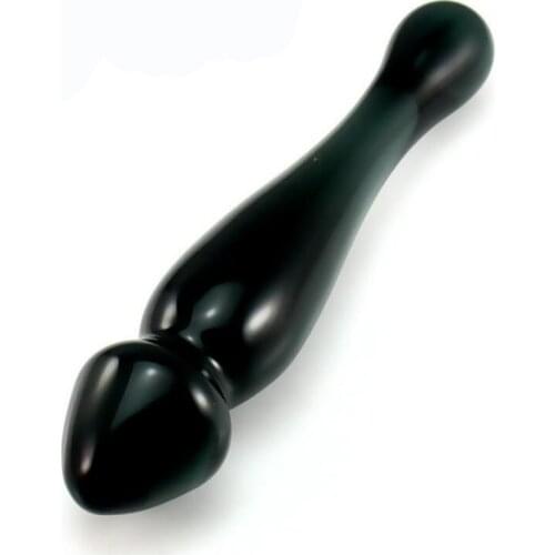 Black Glass Dildo Pleasure Wand Crystal Penis G-spot Erotic Toy Anal Stimulate Sex Toy for Men Women Couples Adult Sex Products