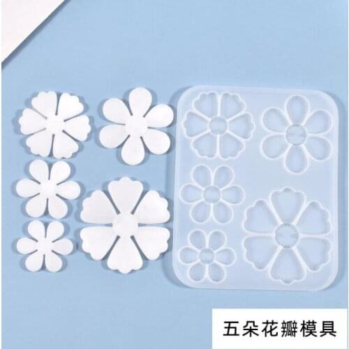 DIY Flower Silicone Mould Crafts Five Petals Listing Pendant Jewelry Making Tool Crystal Epoxy Resin Mold