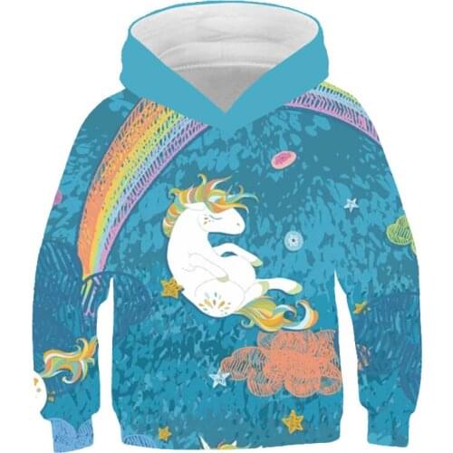 3D Printing Horse Hoodie Autumn Winter Kids Boys Girls Animals Sweatshirts Harajuku Toddler Tracksuit Children Unicorn Pullover