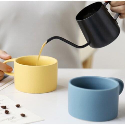 Coffee Mug Ceramic Milk Latte Cup Cute Tumbler Cups European-Style Pure Color Couple Ceramic Mug Creative Gift Drinkware