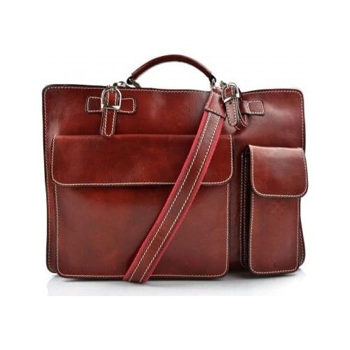 Leather shoulder bag briefcase carry on messenger bag leather ladies handbag men red