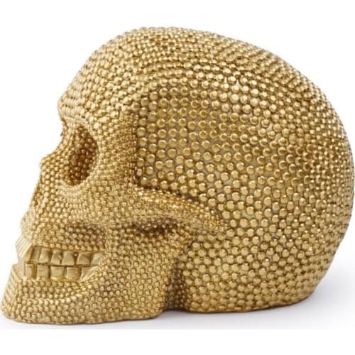 Resin Halloween Home Decoration Decorative Golden skull Human Head Resin Education Medical Model Tabletop decoration