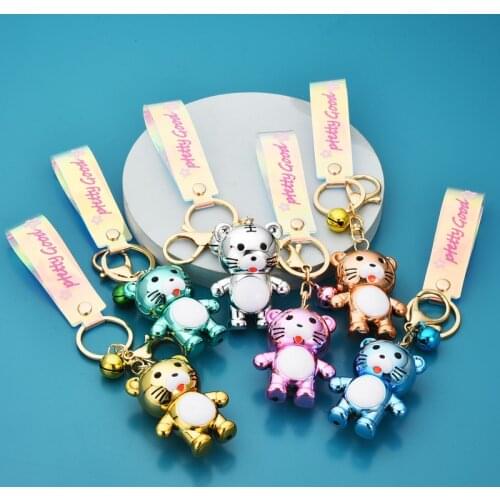 Creative Acrylic Tiger Keychain Cartoon Animal Key Chain Ring Pendant Men Women Couple Key Holder Trinket Gift
