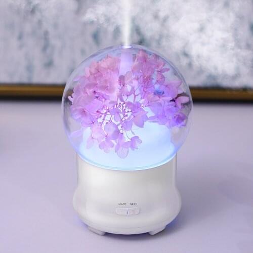 Creative Eternal Flower Aroma Humidifier Mute Ultrasonic Air Purification Essential Oil Aroma Diffuser Colorful Night Light