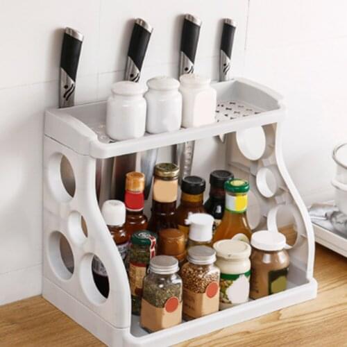 Kitchenware Plastic Household Double-layer Knife Holder Shelf Seasoning Goods Shelf Storage Organizer Storage Holders Racks