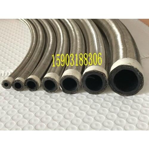 AN Silver cover metal mesh hose Stainless steel braided rubber fuel oil hose line AN4 AN6 AN8 AN10 AN12 AN16 AN20