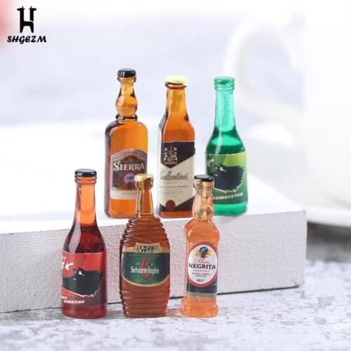 10Pcs 1:12 Dollhouse Miniature Toy Beer Wine Drink Bottle Doll Food Kitchen Toys Miniature Toy Beer Bottle