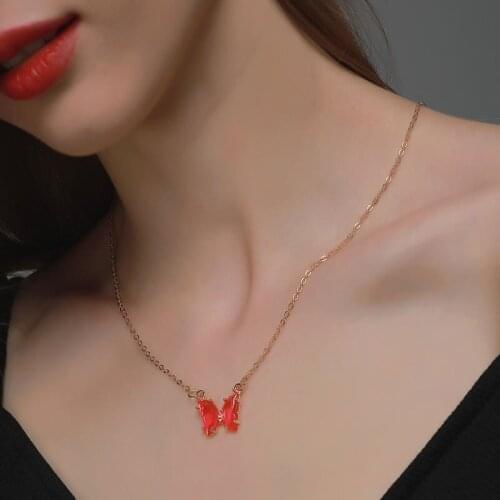 Fashion Bow Necklace For Korean Ins Crystal Glass Jewelry