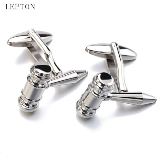 Lepton Judge Hamm cufflinks For Mens stainless steel lawyer hammer style cuff links male Business French shirt cuffs cufflink