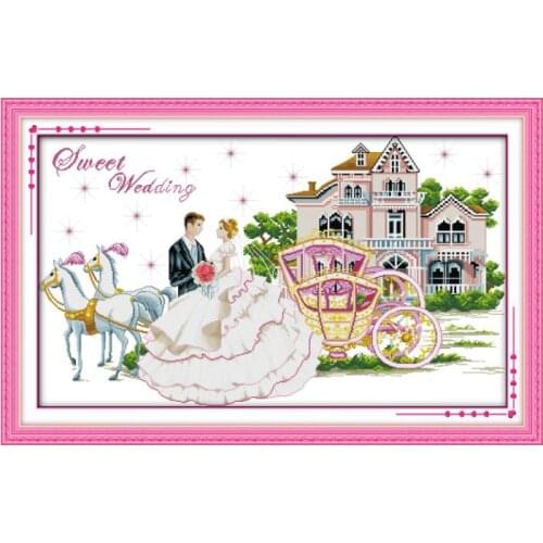 Bride and groom Bride Sweet Wedding Handwork Stitch Cross Stitch Kit Villa Car Warm Painting DIY Sewing Embroidery