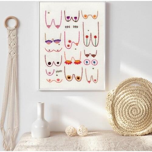 Funny Bathroom Floral Boobs Canvas Painting Nordic Posters and Prints Wall Art Pictures For Living Room Home Decor