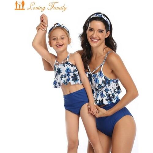 Family Look Matching Swimsuit Mommy And Me Clothes Dad Son Outfits Mother And Daughter Bikini Set Swimwear Men Boy Beach Shorts