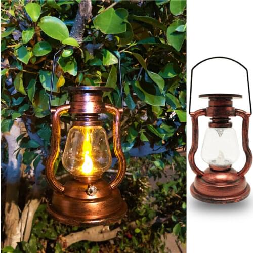 Solar Hanging Candle Light Retro Antique LED Oil Lamp Hurricane Miners Lantern For Garden Tree Table Reading Camping Decoration