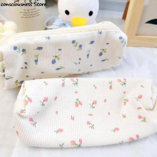 Simple Small Floral Pencil Case Cute Little Fresh Style Girl Mini Stationery Storage Pen Bag Supplies
