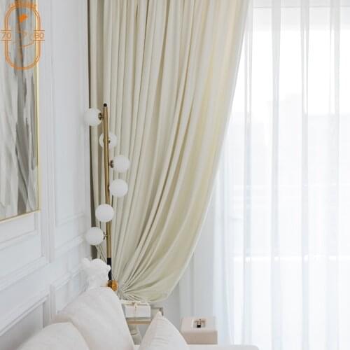 High-end Cream White Dutch Velvet Curtains Blackout Curtains for Living Room Bedroom Velvet Curtains Finished Velvet Curtains
