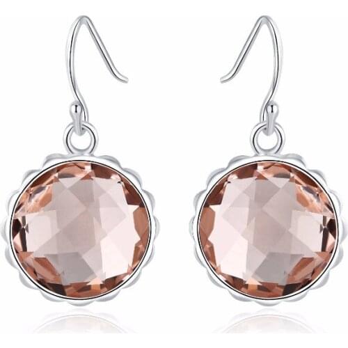 Authenic 100% 925 Sterling Silver Earrings New Fashion Gemstone Earrings For Women Girl Geometric Section Crystal Drop Earrings