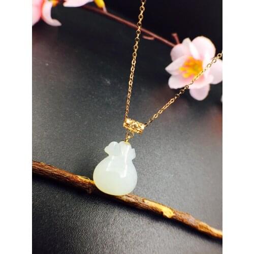 SHILOVEM 18k yellow gold natural White Jasper pendants none necklace classic wholesale women new gift 12*14mm yzz1214009hby