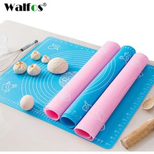WALFOS 40x50cm Big Size Silicone Cake Dough Pastry Fondant Rolling Cutting Mat Baking Pad Pastry Boards Cookie Baking Mat