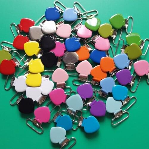 Sutoyuen 160pcs Heart Metal Pacifier Clips Suspender Clips 1" 25mm Baby Pacifier Chain Holder Clip for Dummy Bib Soother Nipple
