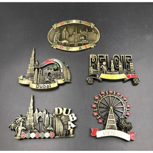 Tourism souvenirs dubai uae Belgium Vienna refrigerator paste metal magnetic three-dimensional creative paste landscape