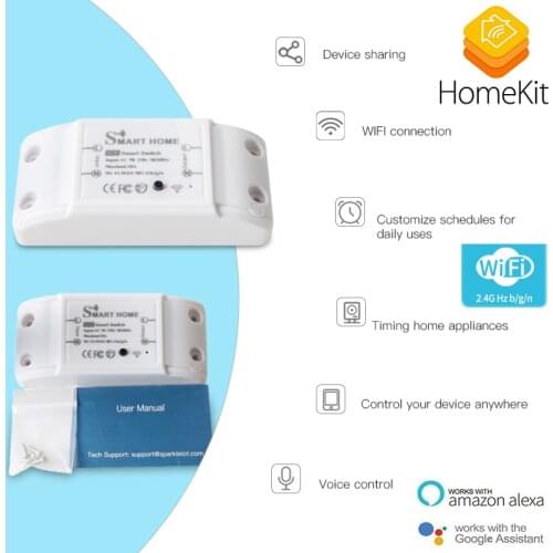 10A 90-250V Wifi Smart Light Switch Smart Home Universal Breaker Moudle Timer Voice Control Work With HomeKit Alexa Google Home