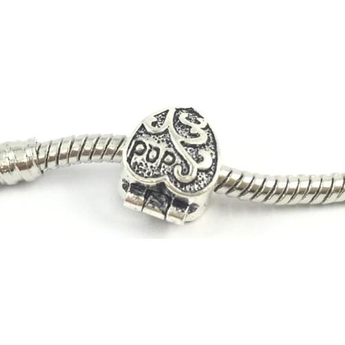 Heart Shape With Dad Clips Locks Stopper European Beads Fit Charms Bracelets & Bangles