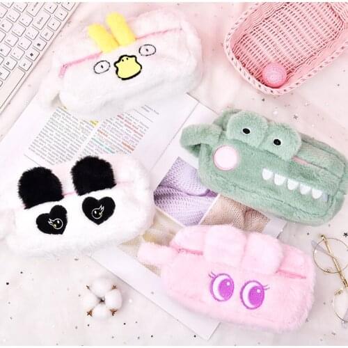 Plushed animal Cartoon pen bag for students Lovely pen case Soft storage bag Large capacity