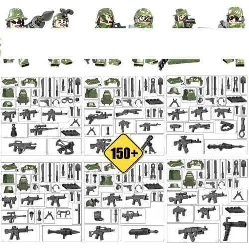 SWAT Military Series Figure Head Set Weapon Soldier MOC Building Blocks Model Bricks Toys Children