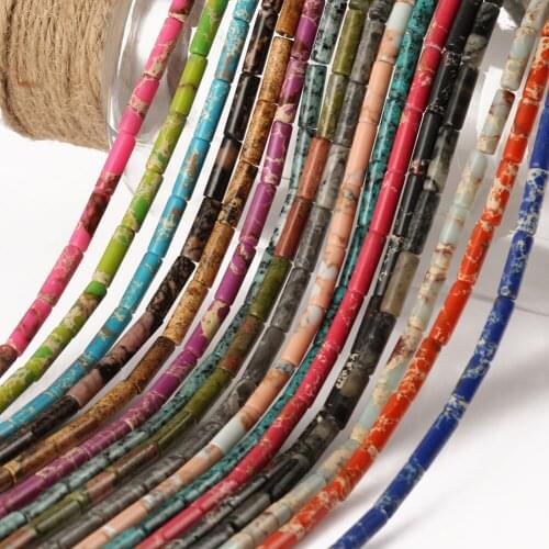 Wholesale13×4mm Natural Sea Sediment Magnesite Turquoises Beads 30pcs Cylindrical Stone Bead For Jewelry Making DIY Necklace 15