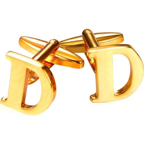 Cufflinks For Mans Letter A- F Shape Man Jewelry yellow Gold/Silver Color Cuff Links High Quality Men Jewelry C302